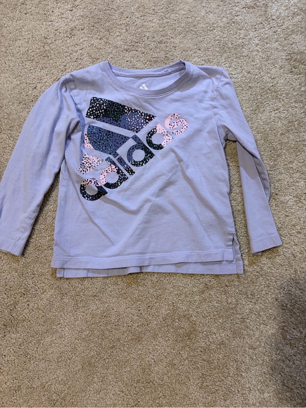 adidas Lavender Long-Sleeve Tee with Speckled Logo
